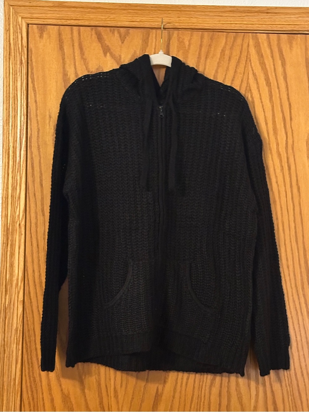 Culture Couture Black Knit Zip-Up Hooded Sweater - NWT - Size L